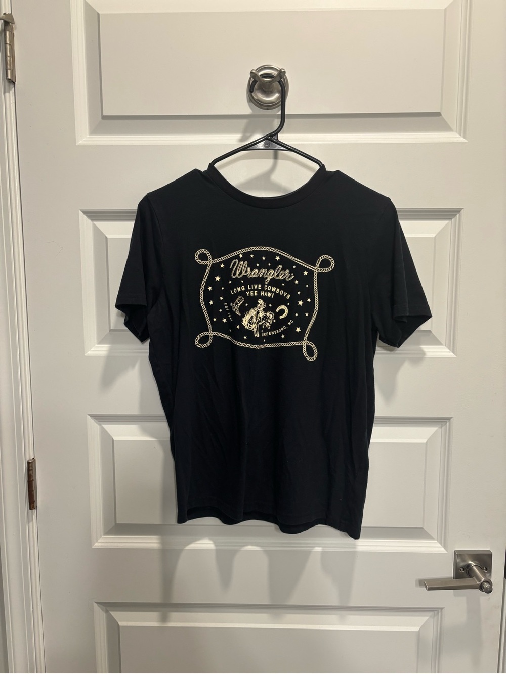 Wrangler Black Tee with Cream Western Graphic
